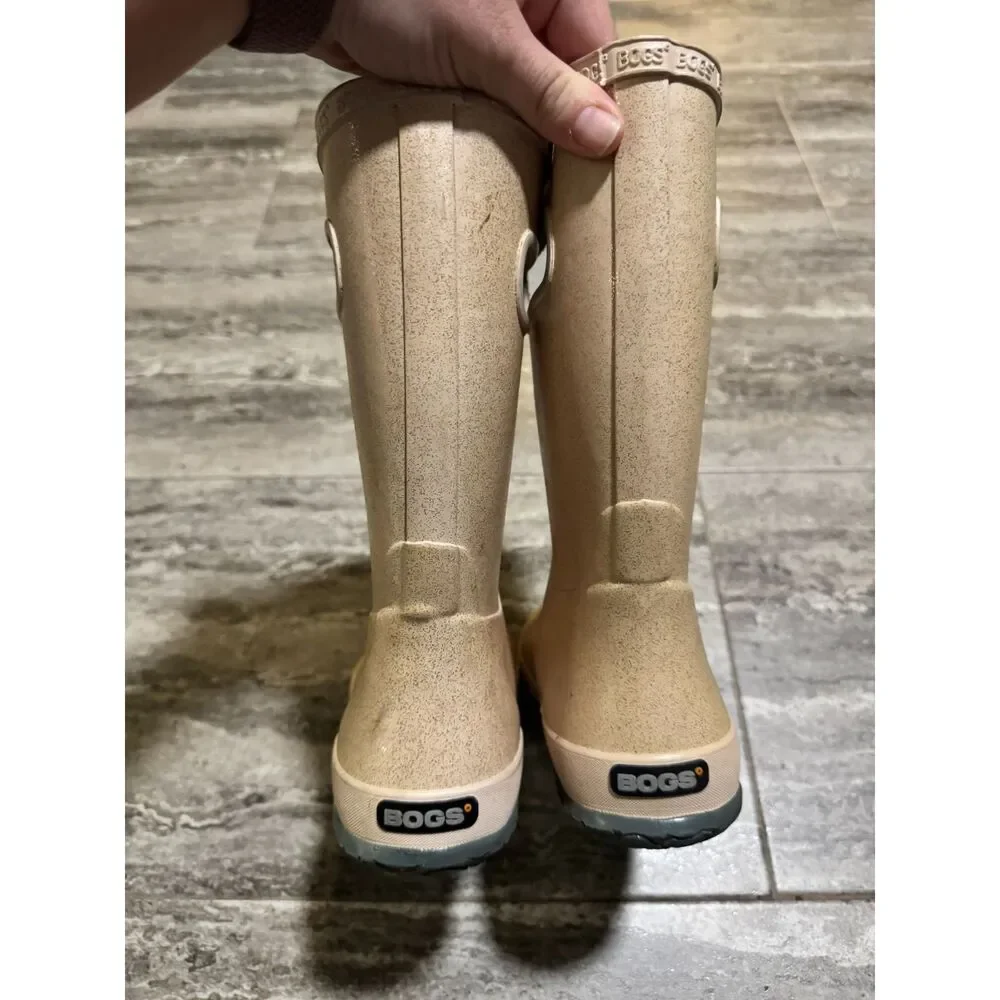 Bogs Waterproof Pink Glitter Rain Boots Mud Boots Youth Size 4